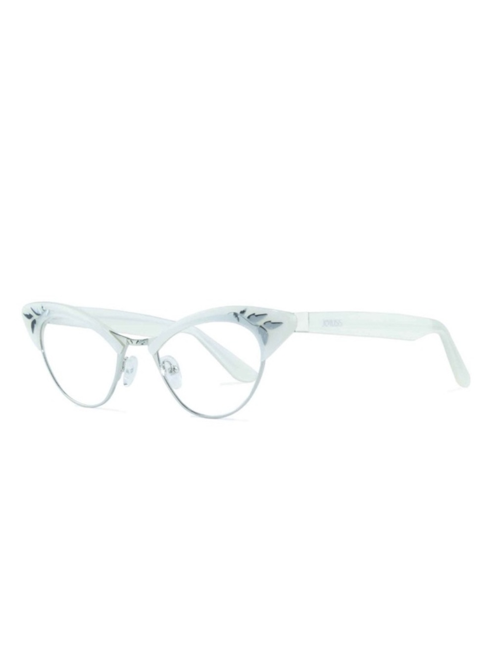 Rita Cat Eye Glasses - Pearlescent White & Silver - Picture 2 of 7